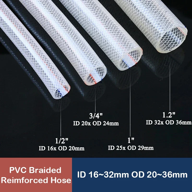 PVC braided reinforced hose 1/2/3/5M Garden irrigation hose ID16/20/25mm drainage/car wash pipe
PVC braided reinforced hose 1/2/3/5M Garden irrigation hose ID16/20/25mm drainage/car wash pipe