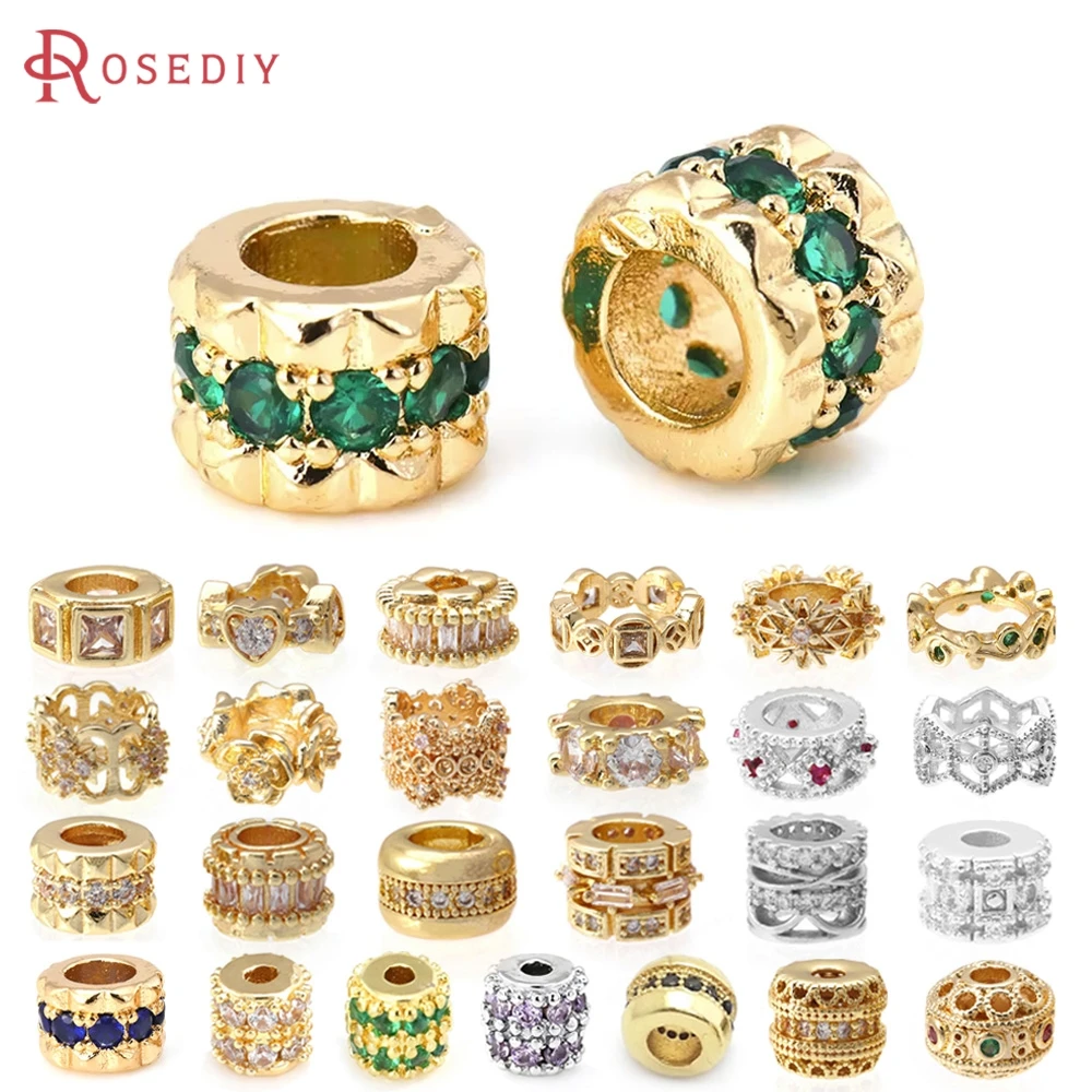 18K Gold Color Brass Zircon Large Hole Round Spacer Beads Bracelet Beads High Quality Jewelry Diy Accessories Making Materials
18K Gold Color Brass Zircon Large Hole Round Spacer Beads Bracelet Beads High Quality Jewelry Diy Accessories Making Materials