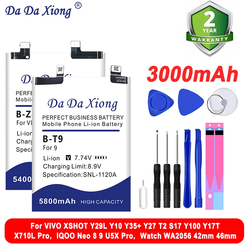 B-Z8 B-Z7 B-Z6 Battery For VIVO XSHOT Y29L Y10 Y35+ Y27 T2 S17 Y100 Y17T X710L Pro,IQOO Neo 8 9 U5X Pro,Watch WA2056 42mm 46mm
B-Z8 B-Z7 B-Z6 Battery For VIVO XSHOT Y29L Y10 Y35+ Y27 T2 S17 Y100 Y17T X710L Pro,IQOO Neo 8 9 U5X Pro,Watch WA2056 42mm 46mm