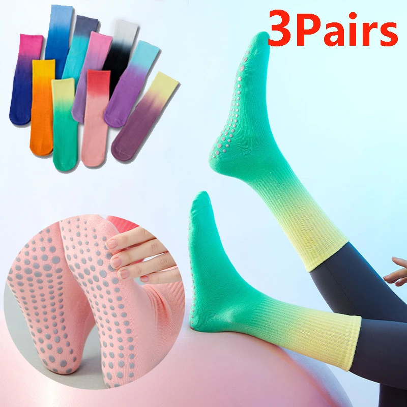 3 Pairs Gradient Yoga Socks for Women Cotton Colorful Mid Tube Pilate Grip Socks Crew Sport Running Fitness Non-slip Socks
3 Pairs Gradient Yoga Socks for Women Cotton Colorful Mid Tube Pilate Grip Socks Crew Sport Running Fitness Non-slip Socks