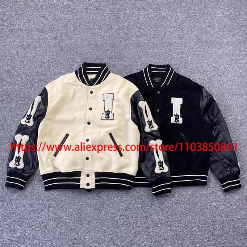 Winter KAPITAL Jacket Leather Sleeve Spliced Bones Three-dimensional Embroidery Retro Men Women Kapital Baseball Coats Both
Winter KAPITAL Jacket Leather Sleeve Spliced Bones Three-dimensional Embroidery Retro Men Women Kapital Baseball Coats Both
