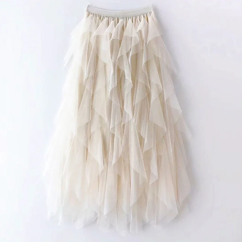 Women Irregular Long Tulle Skirt Winter Elastic High Waist Voile Long Maxi Skirt for Women Solid Color A-line Tutu Skirt Lady
Women Irregular Long Tulle Skirt Winter Elastic High Waist Voile Long Maxi Skirt for Women Solid Color A-line Tutu Skirt Lady