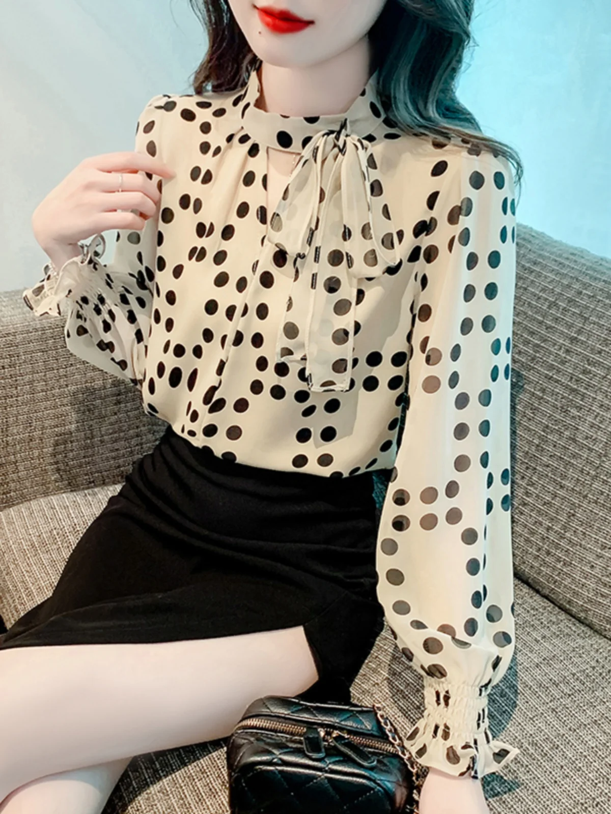 Женская шифоновая блузка Ele Polka Dot с длинным рукавом, с узлом, весна-осень, модная, красивая, укороченная, для повседневной носки
Женская шифоновая блузка Ele Polka Dot с длинным рукавом, с узлом, весна-осень, модная, красивая, укороченная, для повседневной носки