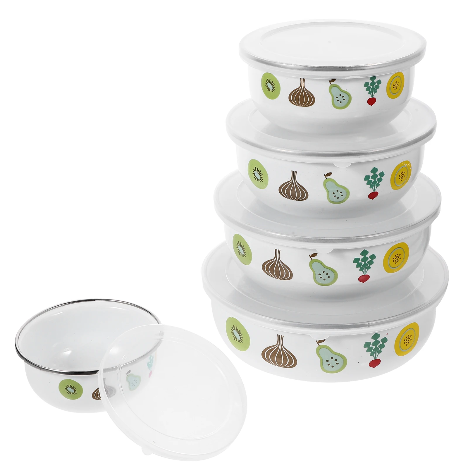 5 Pcs Preservation Bowls Enamel Round Lids Smooth Edges Dust Proof Lightweight Portable Soup Noodle Snack Dessert
5 Pcs Preservation Bowls Enamel Round Lids Smooth Edges Dust Proof Lightweight Portable Soup Noodle Snack Dessert