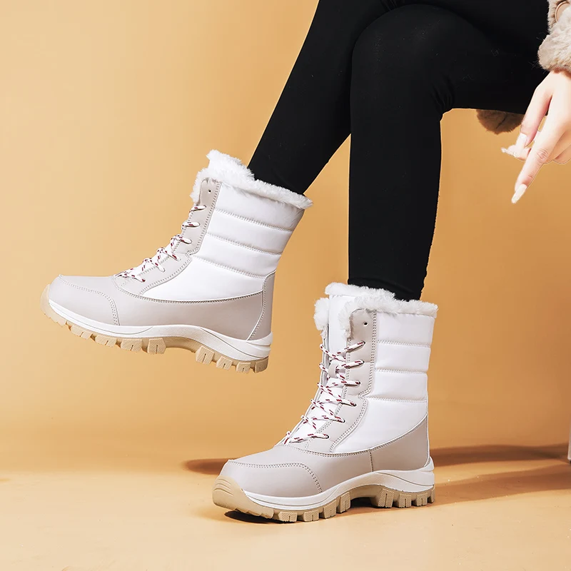 Women's Snow Boots white Lace-up Waterproof Antiskid Lady Outdoor Ankle Boot Abrasion-Resistant plush Winter Warm Mid-Calf Boots
Women's Snow Boots white Lace-up Waterproof Antiskid Lady Outdoor Ankle Boot Abrasion-Resistant plush Winter Warm Mid-Calf Boots