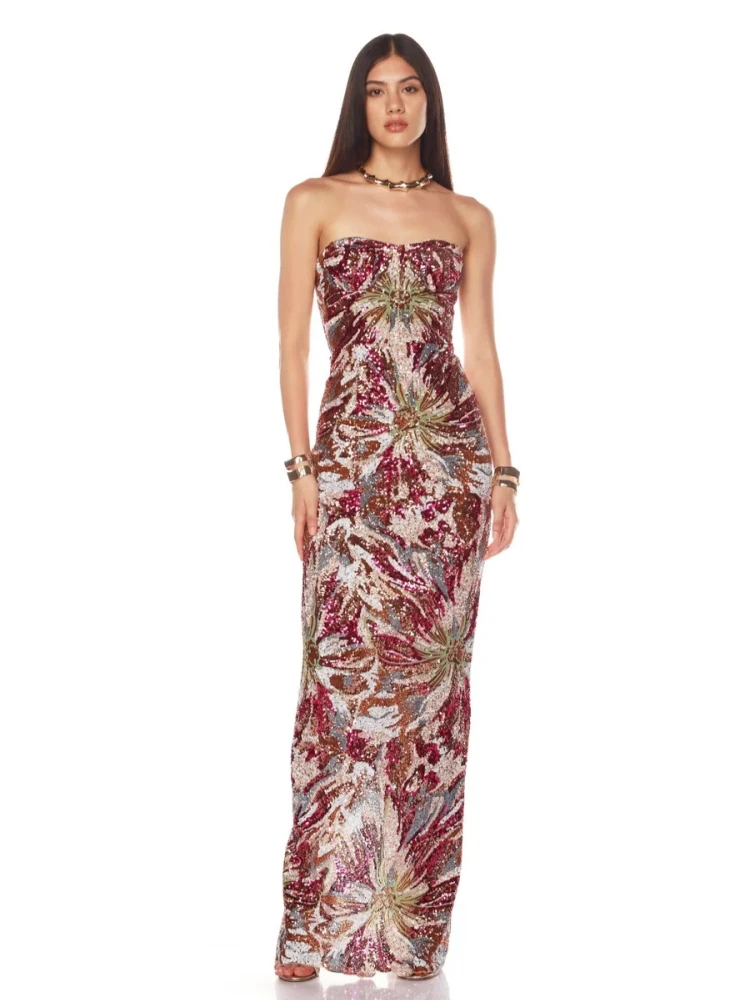 Sexy Strapless Multi Sequin Embroidery Long Dress Women Sleeveless Backless Luxury Sequined Slim Dresses Evening Party Gowns
Sexy Strapless Multi Sequin Embroidery Long Dress Women Sleeveless Backless Luxury Sequined Slim Dresses Evening Party Gowns