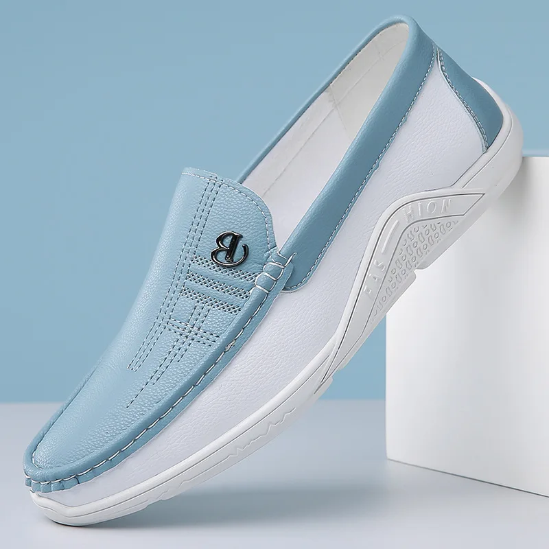 Summer leather shoes with soft leather and soft sole, men's business and casual white shoes, British fashion bean shoes
Summer leather shoes with soft leather and soft sole, men's business and casual white shoes, British fashion bean shoes