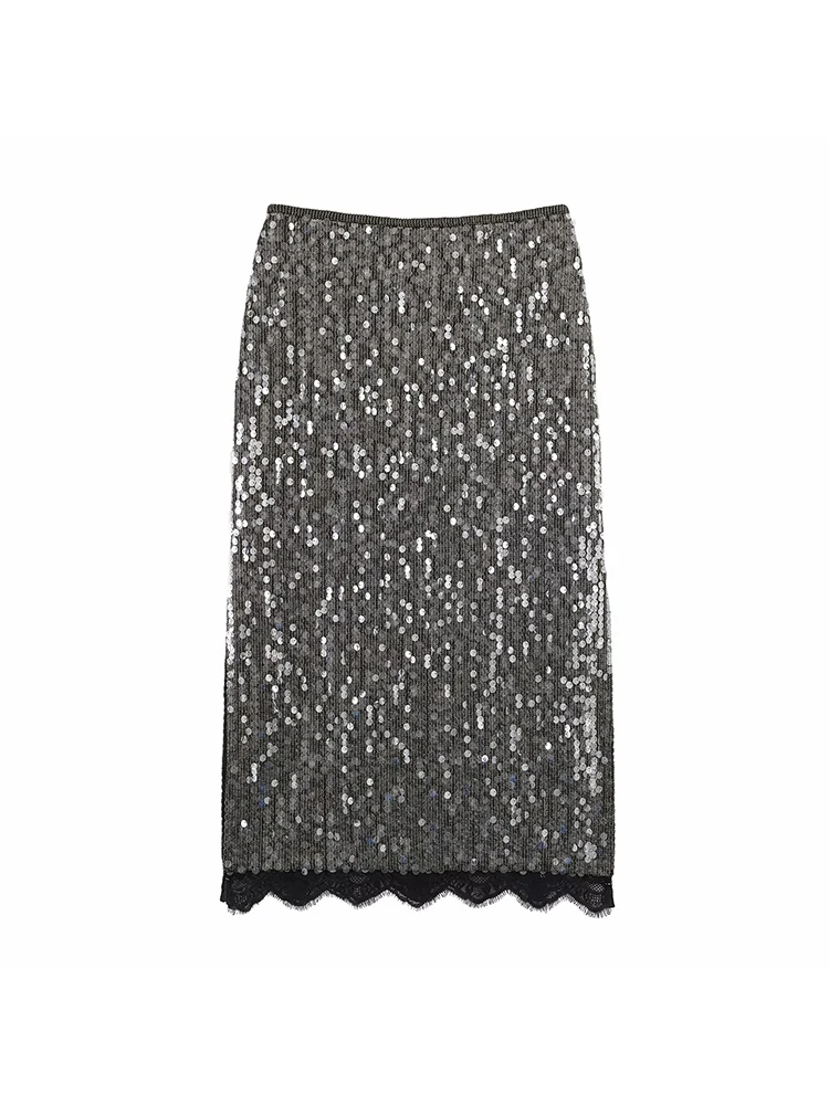 Women's Sequined Lace High-Waisted Slimming Fish Tail Skirt Women's Autumn/Winter Long Skirt
Women's Sequined Lace High-Waisted Slimming Fish Tail Skirt Women's Autumn/Winter Long Skirt