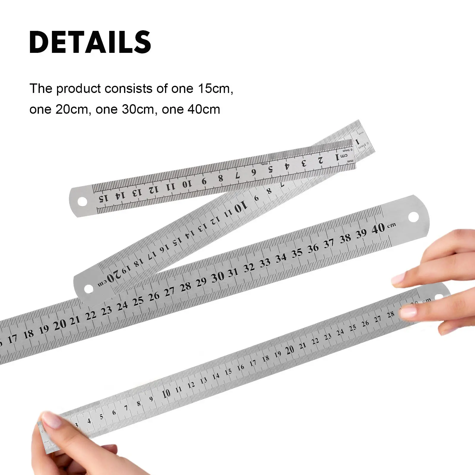 4Pcs Measuring Rulers Stainless Steel Double Sided Scale 15 20 30 40Cm Professional Metal Rule Set for Engineers Architects
4Pcs Measuring Rulers Stainless Steel Double Sided Scale 15 20 30 40Cm Professional Metal Rule Set for Engineers Architects