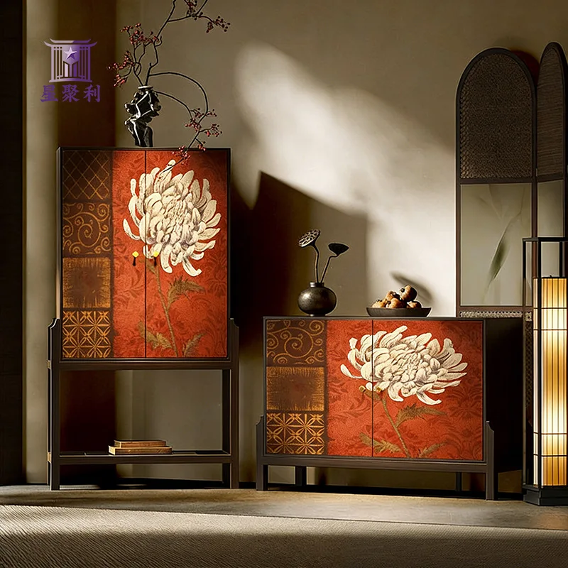 Song Dynasty aesthetics red rhyme chrysanthemum solid wood bucket cabinet entrance high-footed locker locker vertical cabinet
Song Dynasty aesthetics red rhyme chrysanthemum solid wood bucket cabinet entrance high-footed locker locker vertical cabinet