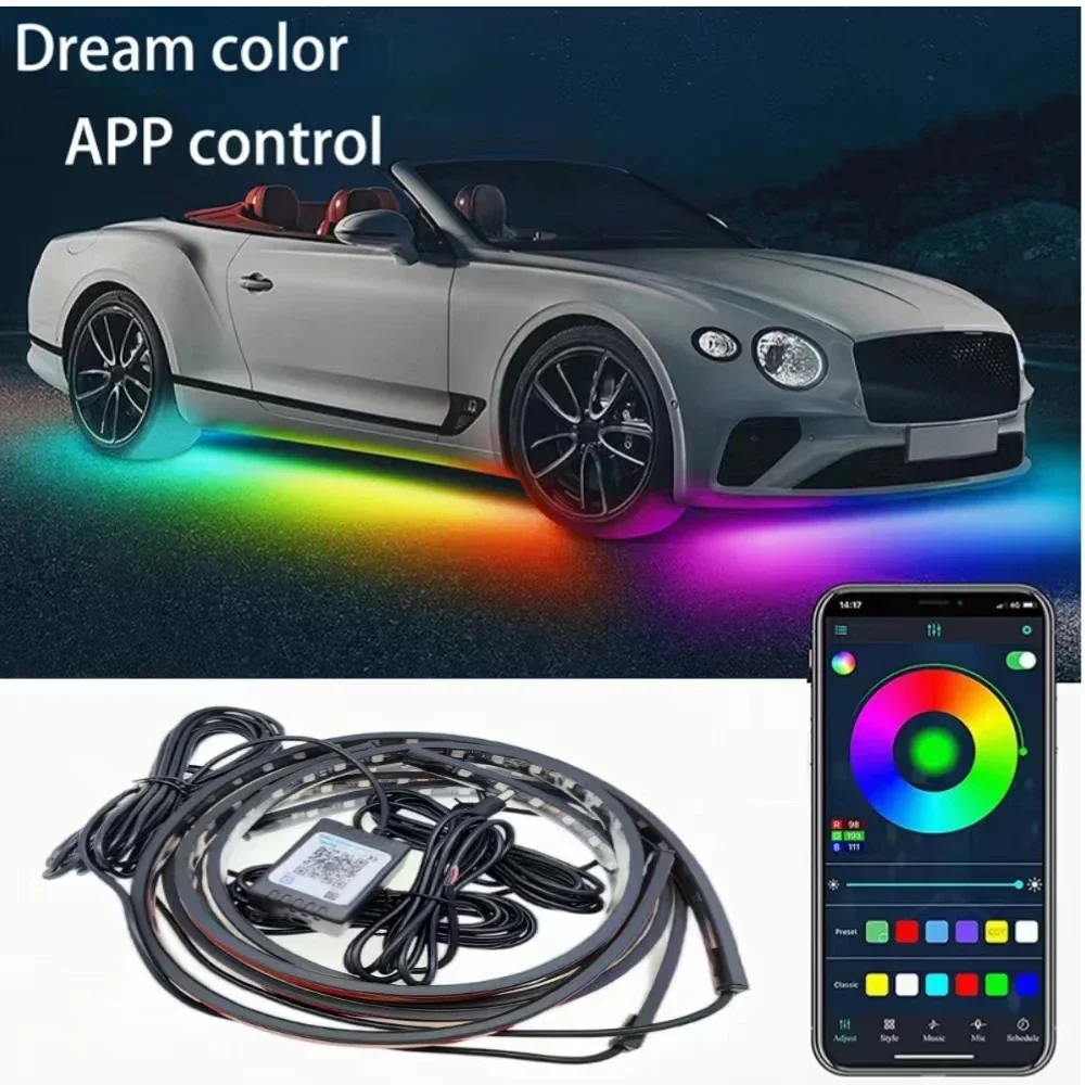 Car Underbody Neon Light Color Flow Atmosphere Light Waterproof APP Control Underbody Light LED Flexible Underglow Light Strip
Car Underbody Neon Light Color Flow Atmosphere Light Waterproof APP Control Underbody Light LED Flexible Underglow Light Strip