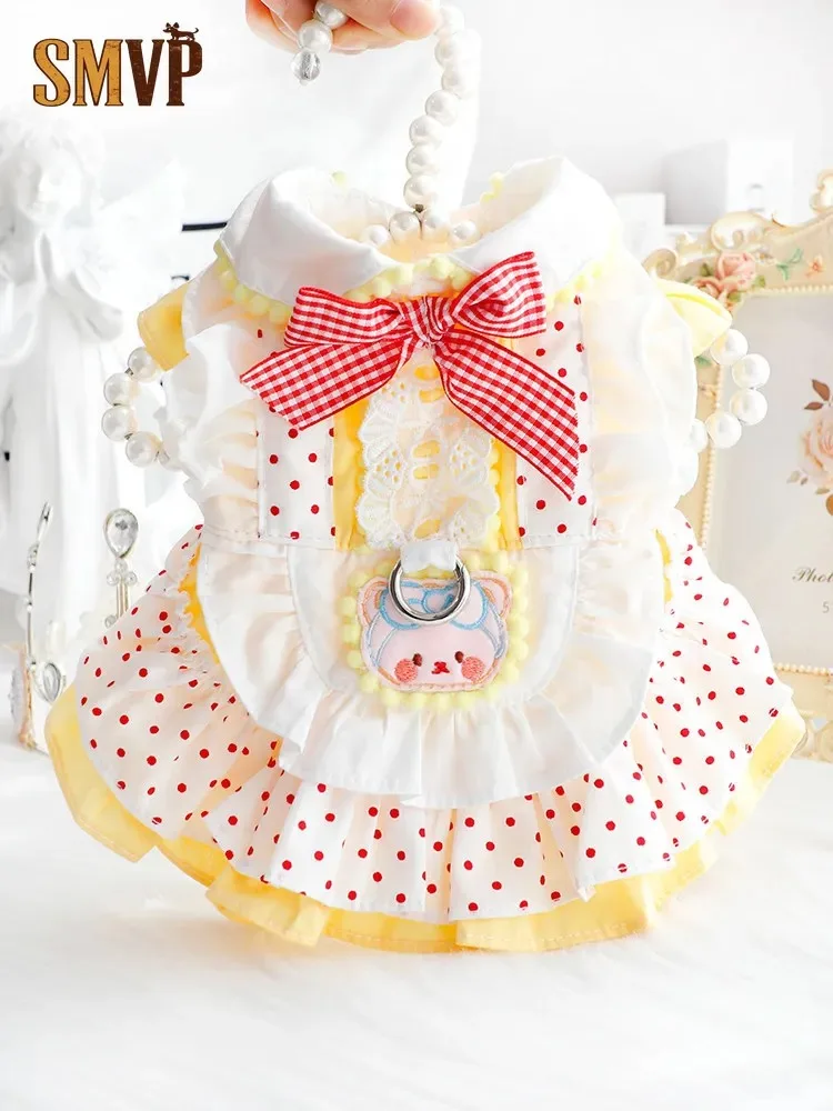 Dog Clothes Spring Summer Outfit Cat Princess Dress Red Dot Yellow Bear Leash Lolita Small Dog Teddy Pet
Dog Clothes Spring Summer Outfit Cat Princess Dress Red Dot Yellow Bear Leash Lolita Small Dog Teddy Pet