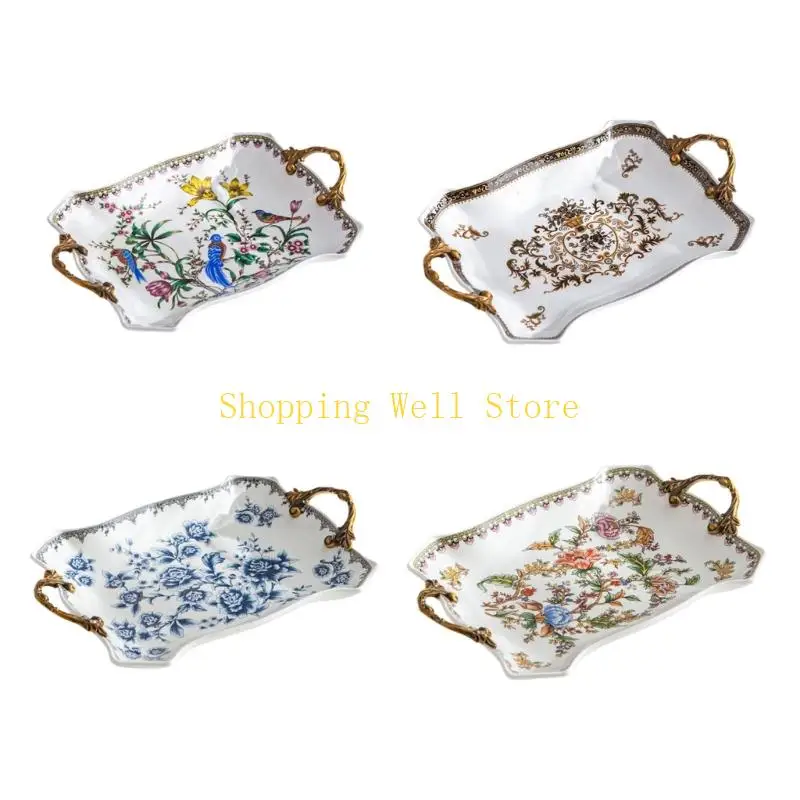 KX4B Elegant Retro Ceramic Fruit Bowl With Alloy Handle Handcrafted Dessert Plate For Luxurious Home Decors And Tea Parties
KX4B Elegant Retro Ceramic Fruit Bowl With Alloy Handle Handcrafted Dessert Plate For Luxurious Home Decors And Tea Parties