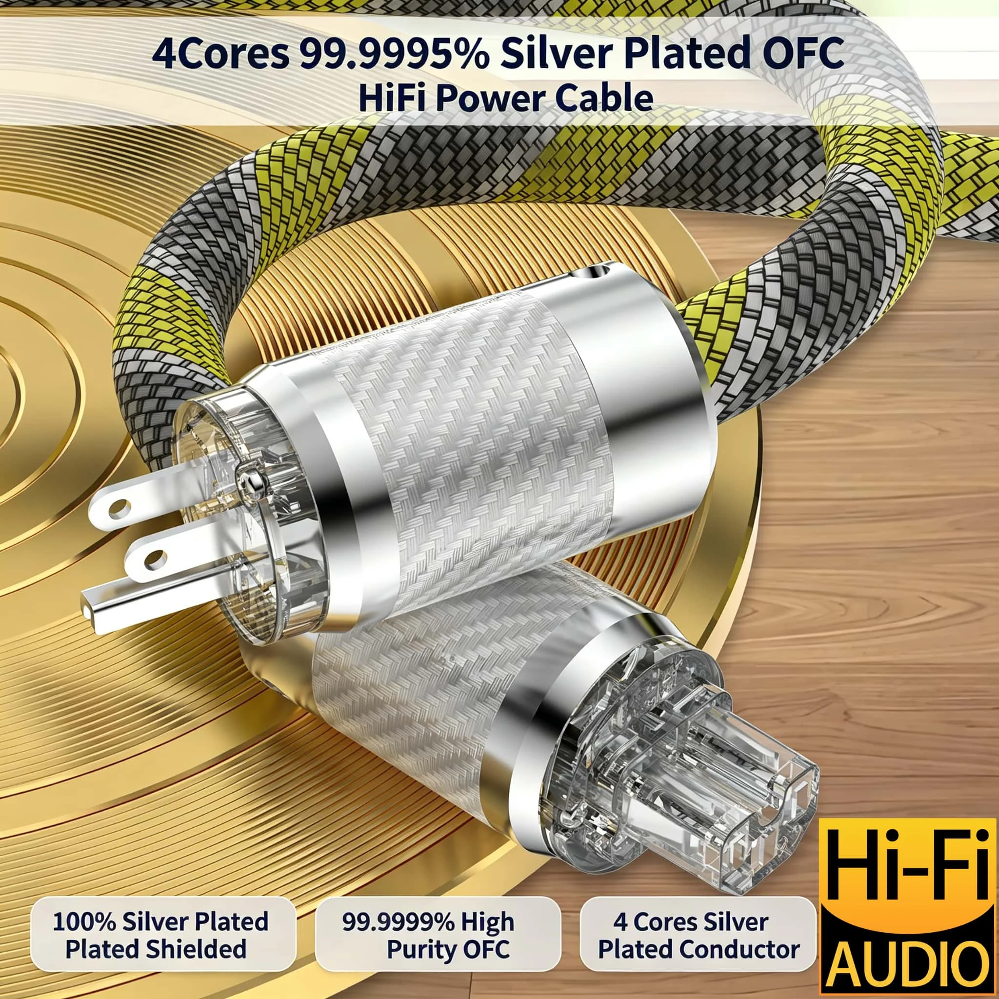High-end Audiophile Grade IEC Power Cable Silver Plated high end audio power cables with EU/US power plug connector
High-end Audiophile Grade IEC Power Cable Silver Plated high end audio power cables with EU/US power plug connector