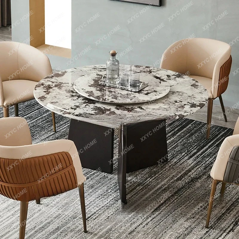 Round marble dining table Dining table Round table with turntable Modern simplicity
Round marble dining table Dining table Round table with turntable Modern simplicity