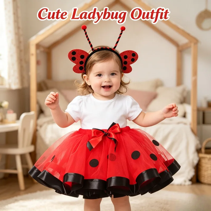 Girl's Animal-themed Ladybug Two-Piece Tutu Dress, Double-Layer Tulle Puffy Dress for Children's Day, Exquisite Party Outfit
Girl's Animal-themed Ladybug Two-Piece Tutu Dress, Double-Layer Tulle Puffy Dress for Children's Day, Exquisite Party Outfit