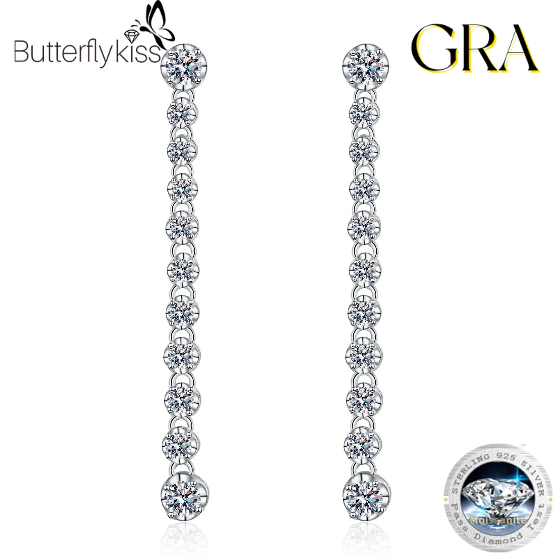 Серьги Butterflykiss из стерлингового серебра 925 пробы с муассанитом, длинные рядные серьги с бахромой, обручальные ювелирные изделия, роскошный элитный дизайн 
Серьги Butterflykiss из стерлингового серебра 925 пробы с муассанитом, длинные рядные серьги с бахромой, обручальные ювелирные изделия, роскошный элитный дизайн