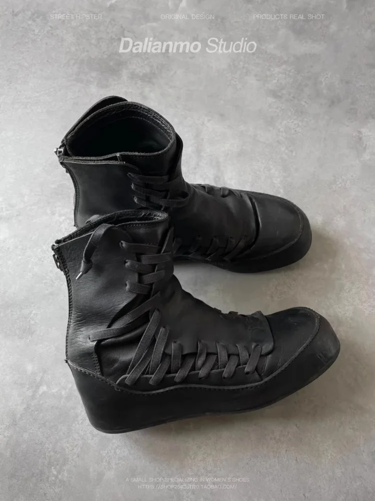 Black Retro High Top Boots for Men and Women Cool Strapy Short Boots Thick Soled Height Increasing Short Tube Boots
Black Retro High Top Boots for Men and Women Cool Strapy Short Boots Thick Soled Height Increasing Short Tube Boots