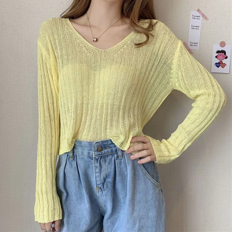 Sweater Pullovers Women Solid Casual Long Sleeve Knitted Jumpers Woman Autumn New V-Neck High Elastic Cropped Sweaters
Sweater Pullovers Women Solid Casual Long Sleeve Knitted Jumpers Woman Autumn New V-Neck High Elastic Cropped Sweaters