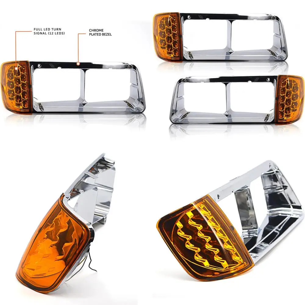 Headlight Bezel PAIR Replacement for 1989-2002 Freightliner FLD semi Trucks with Amber LED Turn Signal Light Assembly DOT SAE Ap
Headlight Bezel PAIR Replacement for 1989-2002 Freightliner FLD semi Trucks with Amber LED Turn Signal Light Assembly DOT SAE Ap