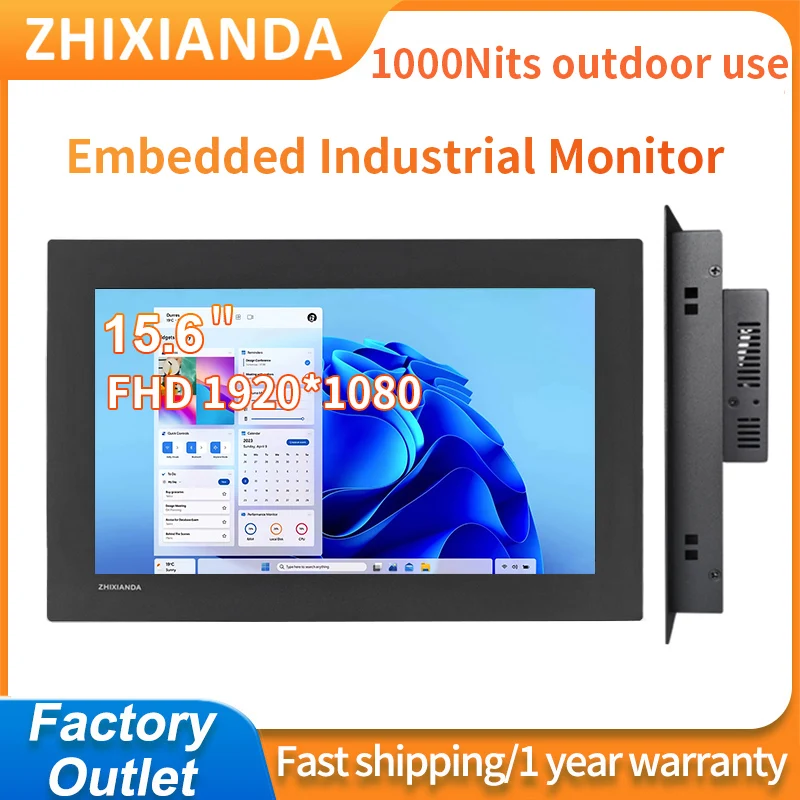 15.6 Inch 1000NITS 1920*1080 Embedded PCAP Touch Screen Industrial Display Monitor Panel Mount with HDMI/VGA/DVI/USB for Outdoor
15.6 Inch 1000NITS 1920*1080 Embedded PCAP Touch Screen Industrial Display Monitor Panel Mount with HDMI/VGA/DVI/USB for Outdoor