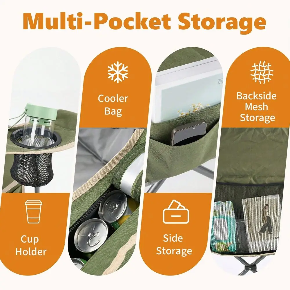 Folding Camping Chairs, Outdoor Collapsible Padded Chairs With Cup Holder Cooler Bag, Heavy Duty Portable Camping Chair For Gar
Folding Camping Chairs, Outdoor Collapsible Padded Chairs With Cup Holder Cooler Bag, Heavy Duty Portable Camping Chair For Gar