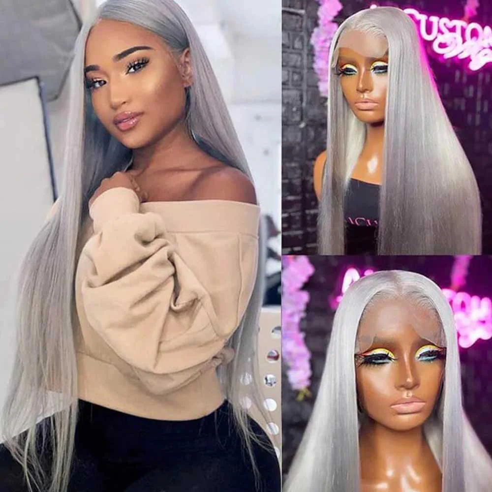 Grey Human Hair Straight Wigs 13x6 HD Lace Frontal Wig Colored Human Hair Wigs For Women Pre Plucked with Baby Hair 180% Density
Grey Human Hair Straight Wigs 13x6 HD Lace Frontal Wig Colored Human Hair Wigs For Women Pre Plucked with Baby Hair 180% Density