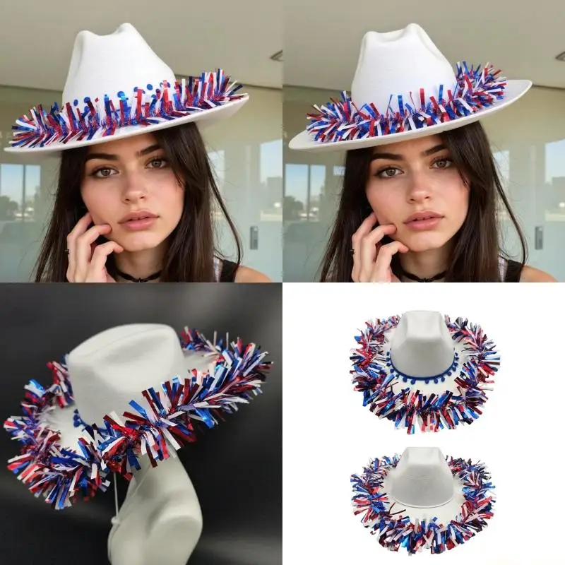 31BF Homburg with Unique Patriotic Tinsel Vacation Top Hat Panama Hat Porkpie Hat Surprise Gift for Boyfriend Father Uncle
31BF Homburg with Unique Patriotic Tinsel Vacation Top Hat Panama Hat Porkpie Hat Surprise Gift for Boyfriend Father Uncle