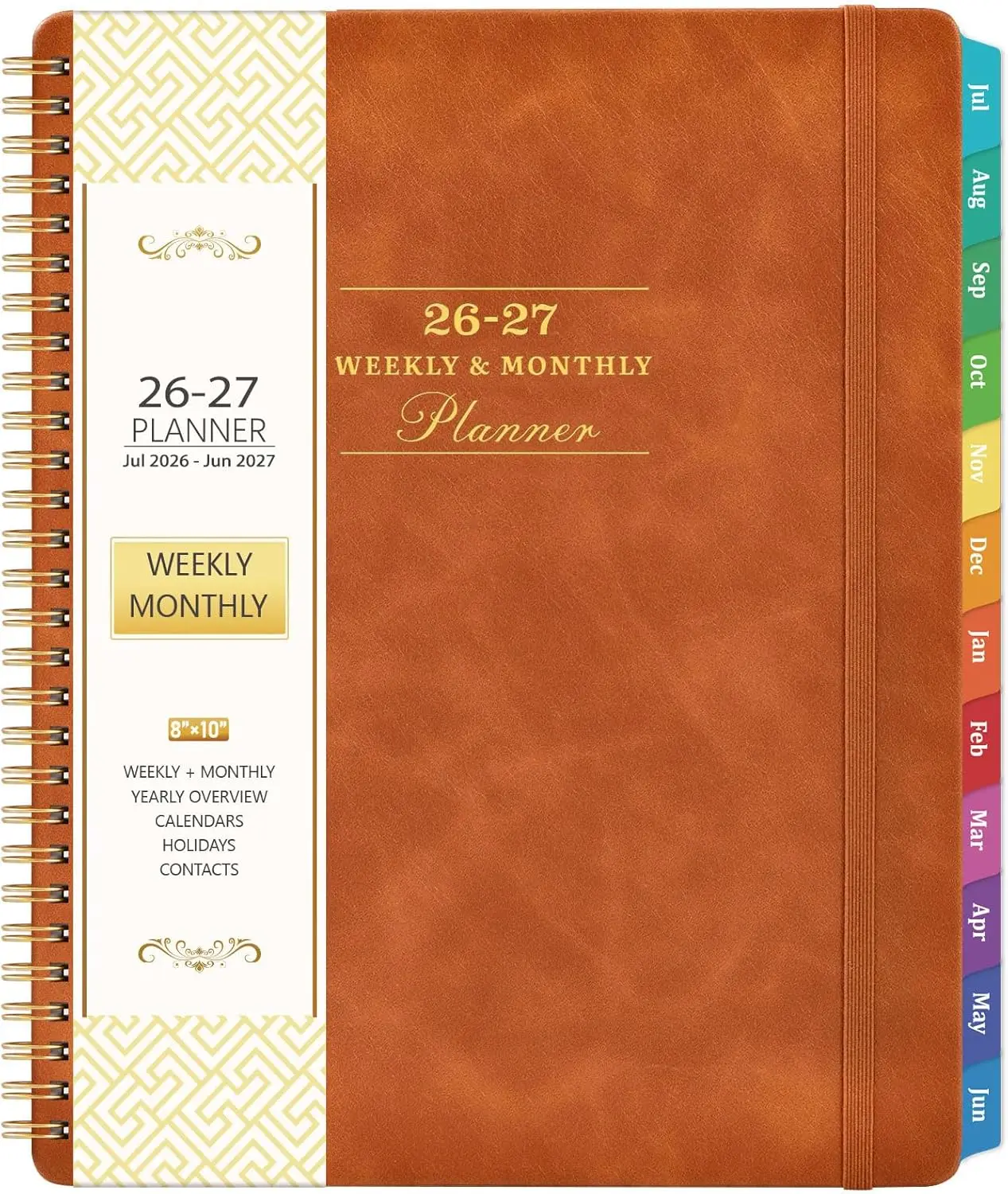 2026-2027 Academic Planner, July 2026-June 2027, 8"x10", Leather Brown, Spiral Bound with Tabs
2026-2027 Academic Planner, July 2026-June 2027, 8"x10", Leather Brown, Spiral Bound with Tabs