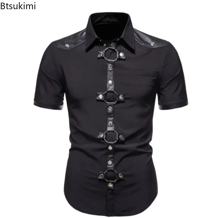 2025 Men's Spring Summer Black Red Short Sleeve Shirts Top Gothic Style Streetwear Shirt Men Slim Punk Rivet Men Shirts Tees New
2025 Men's Spring Summer Black Red Short Sleeve Shirts Top Gothic Style Streetwear Shirt Men Slim Punk Rivet Men Shirts Tees New