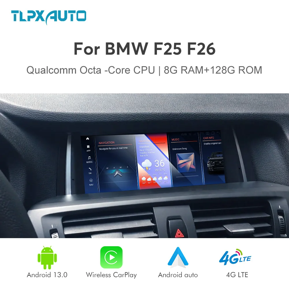 TLPXAUTO Android 13 Экран Qualcomm 8-ядерный с Carplay Android AUTO Mirrorlink 4G LTE Поддержка камеры для BMW X3 X4 F25 F26
TLPXAUTO Android 13 Экран Qualcomm 8-ядерный с Carplay Android AUTO Mirrorlink 4G LTE Поддержка камеры для BMW X3 X4 F25 F26