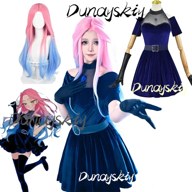 Hot Selling Alien Stage Michi Clematis Cosplay Costume Dark Blue Stage Dress Gloves and Pink Blue Wig for Halloween Customized
Hot Selling Alien Stage Michi Clematis Cosplay Costume Dark Blue Stage Dress Gloves and Pink Blue Wig for Halloween Customized