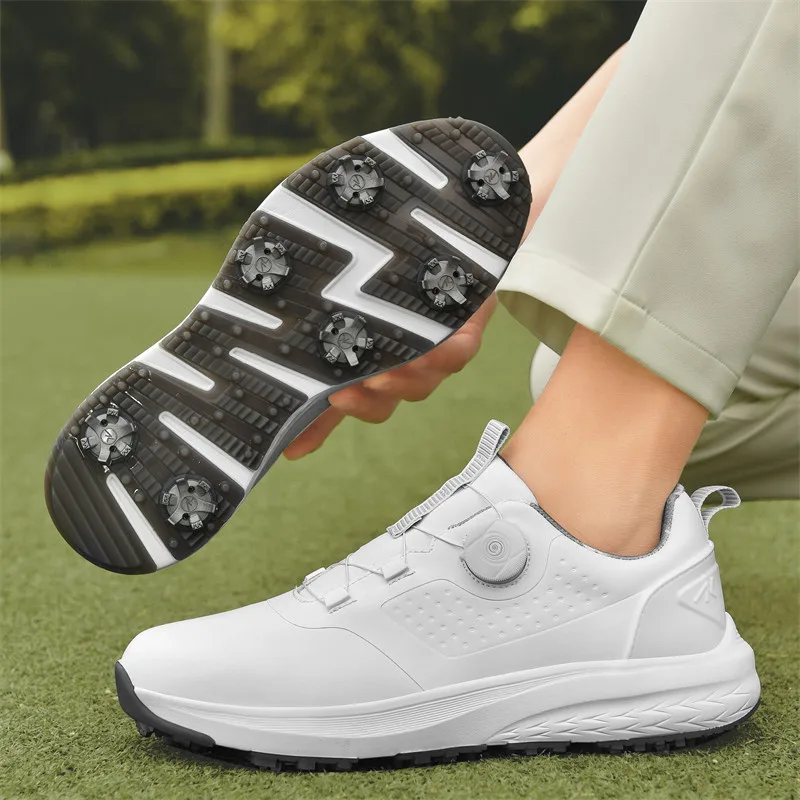 Golf shoes for couples, comfortable waterproof, automatic knob, retractable shoelaces, anti slip activity nails, outdoor sneaker
Golf shoes for couples, comfortable waterproof, automatic knob, retractable shoelaces, anti slip activity nails, outdoor sneaker
