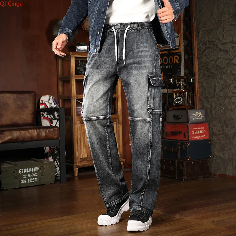 2026 Fall/Winter Men's Black-Gray Jeans,Slightly Stretch Denim Elastic Waist Drawstring Pants,Multi-Pocket Straight-Leg Trousers
2026 Fall/Winter Men's Black-Gray Jeans,Slightly Stretch Denim Elastic Waist Drawstring Pants,Multi-Pocket Straight-Leg Trousers