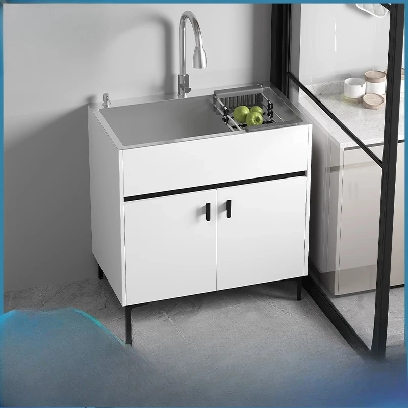 Kitchen wash basin integrated cabinet household sink large slot stainless steel thickened handmade sink with floor cabinet
Kitchen wash basin integrated cabinet household sink large slot stainless steel thickened handmade sink with floor cabinet