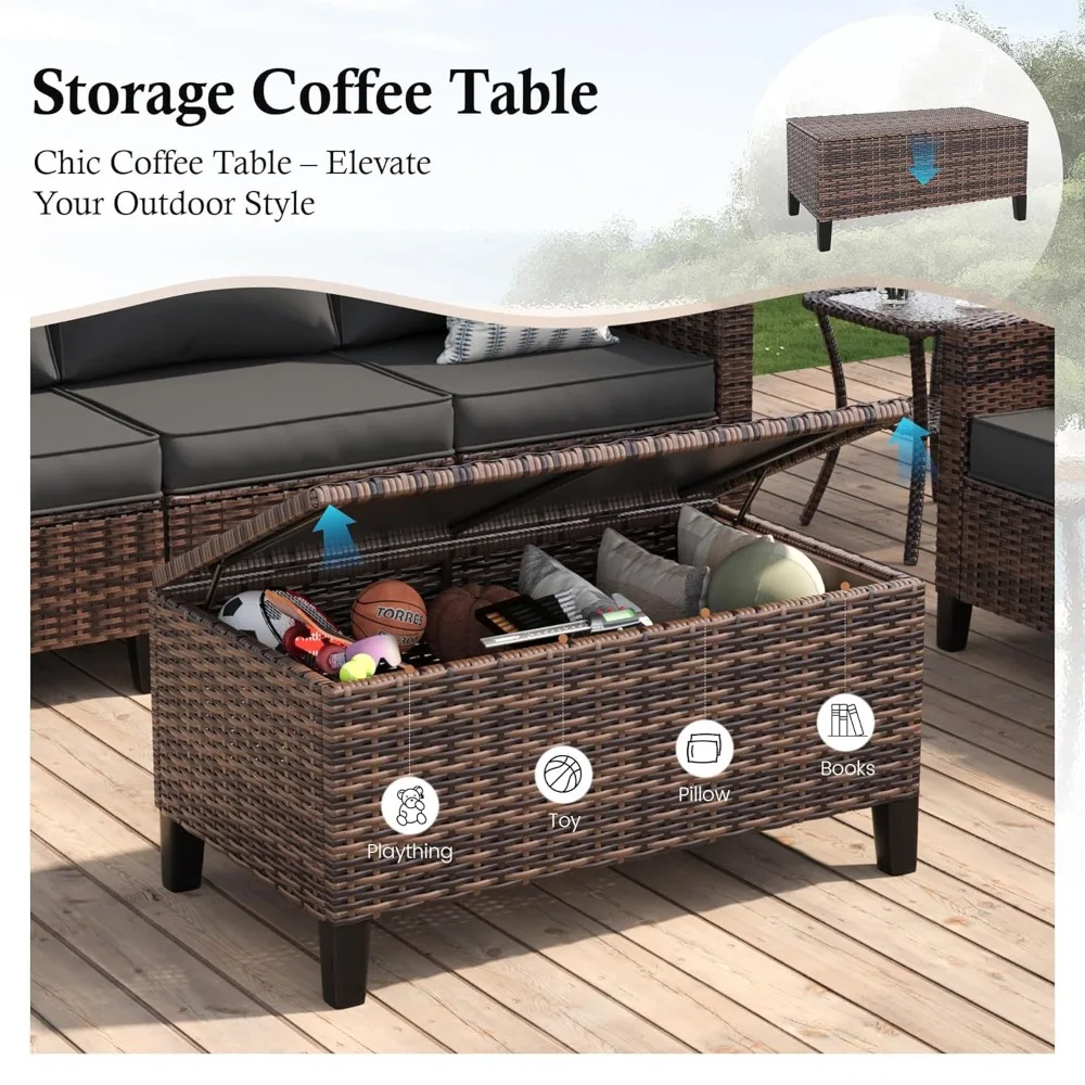 Patio Furniture Set, Wicker Outdoor Sectional Sofa with Swivel Rocker Chairs, All-Weather Rattan Conversation Set, Customized
Patio Furniture Set, Wicker Outdoor Sectional Sofa with Swivel Rocker Chairs, All-Weather Rattan Conversation Set, Customized