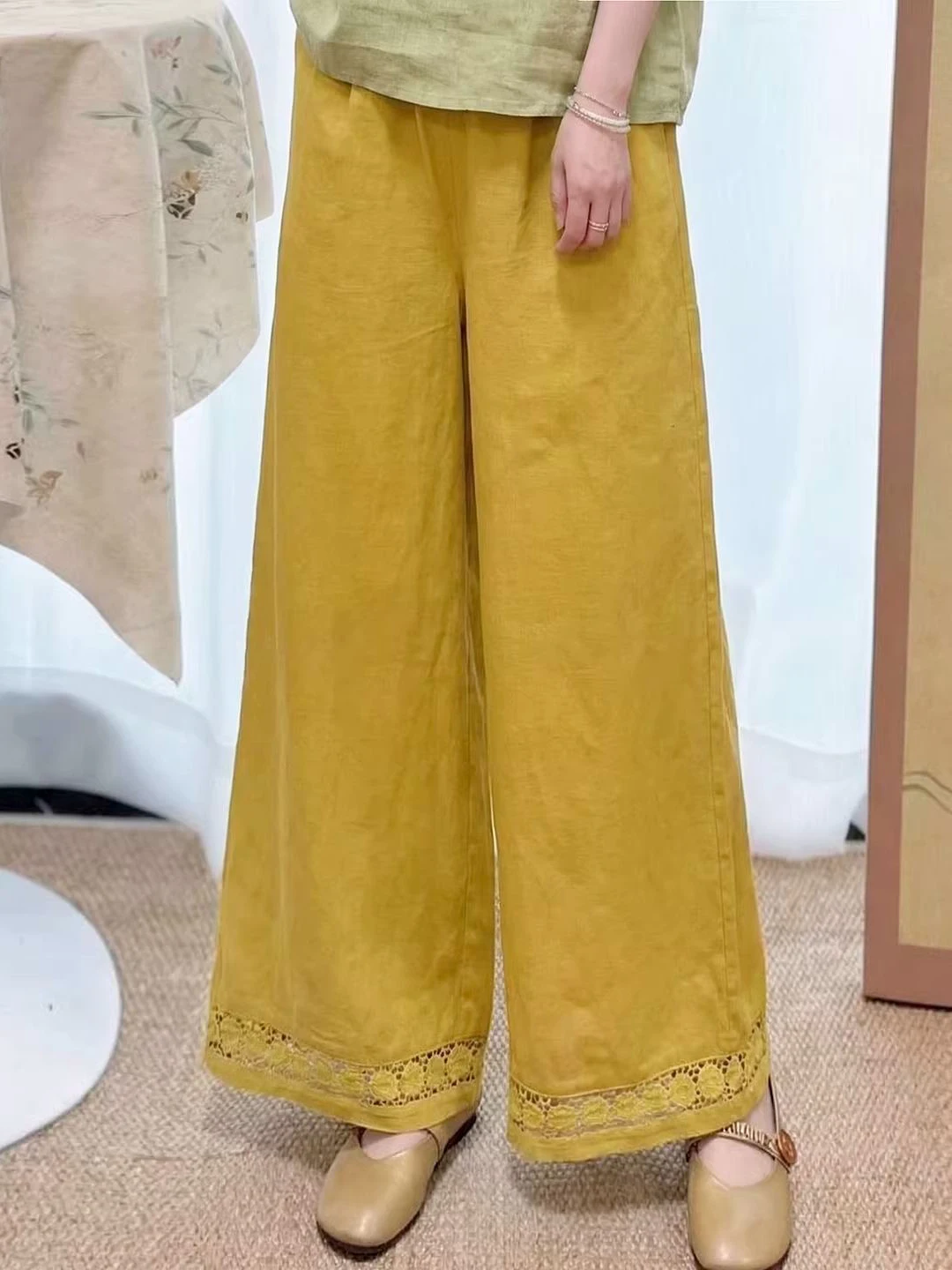 Summer Casual High Waist Wide Leg Pants Loose Cotton Linen Trousers Embroidered Patchwork Loose Fit Ladies Summer Trousers
Summer Casual High Waist Wide Leg Pants Loose Cotton Linen Trousers Embroidered Patchwork Loose Fit Ladies Summer Trousers