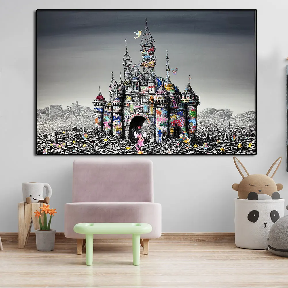 Disney Castle Graffiti Canvas Painting Decorative Mickey Mouse Disneyland Poster Wall Art for Lving Room Interior Home Decoratio
Disney Castle Graffiti Canvas Painting Decorative Mickey Mouse Disneyland Poster Wall Art for Lving Room Interior Home Decoratio