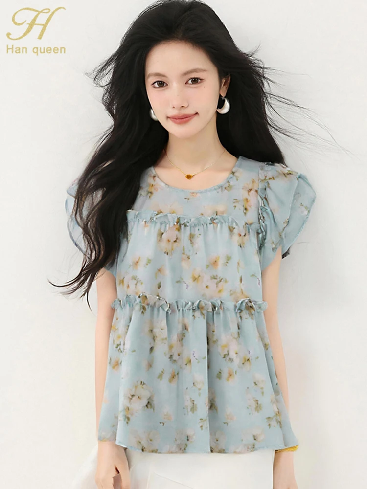 H Han Queen 2025 New Chic O-Neck Loose Elegant Print Simple Basic Tops Short Sleeve T-Shirt Korean Style Women's Summer Clothes
H Han Queen 2025 New Chic O-Neck Loose Elegant Print Simple Basic Tops Short Sleeve T-Shirt Korean Style Women's Summer Clothes