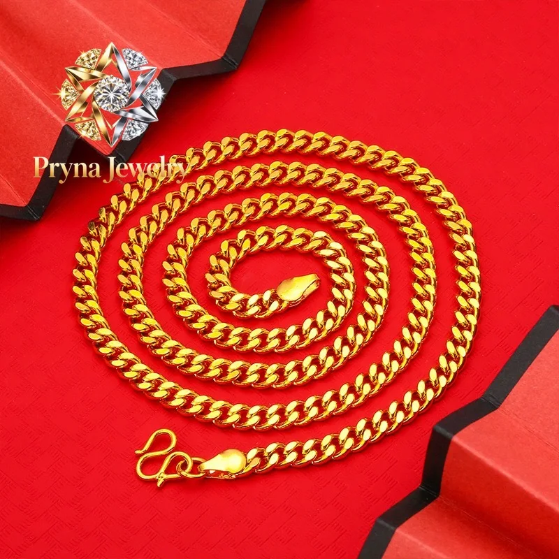 Pryna Jewelry Luxurious 9999 24K real gold men's flat chain Boss necklace is simple and elegant, men's exclusive gold jewelry
Pryna Jewelry Luxurious 9999 24K real gold men's flat chain Boss necklace is simple and elegant, men's exclusive gold jewelry