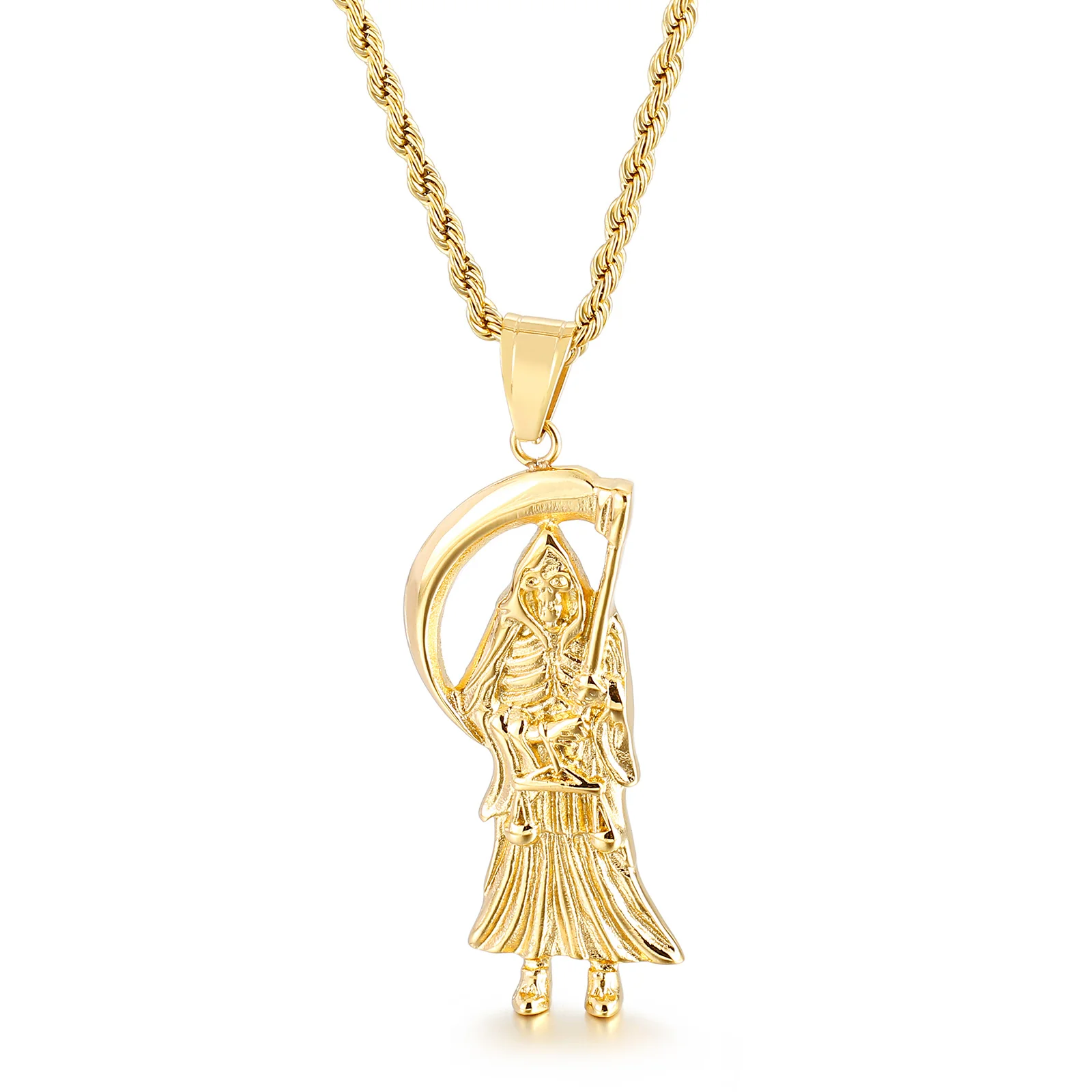 Luxury Reaper Pendant Stainless Steel Men Cool Boy Necklace Hope Jewelry Rock Metal Style Wholesale
Luxury Reaper Pendant Stainless Steel Men Cool Boy Necklace Hope Jewelry Rock Metal Style Wholesale