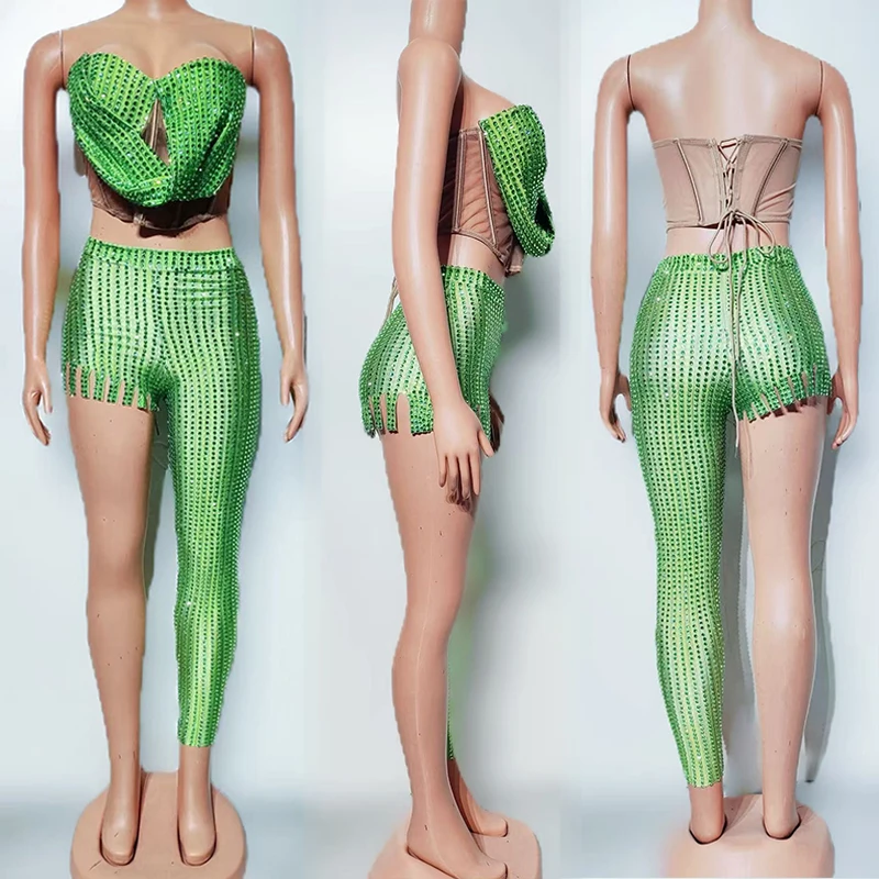 Sexy Gogo Dancer Clothing Glitter Green Top Pants Set Dancehall Queen Outfit Singer Performance Costume Party Show Clothes 3964
Sexy Gogo Dancer Clothing Glitter Green Top Pants Set Dancehall Queen Outfit Singer Performance Costume Party Show Clothes 3964