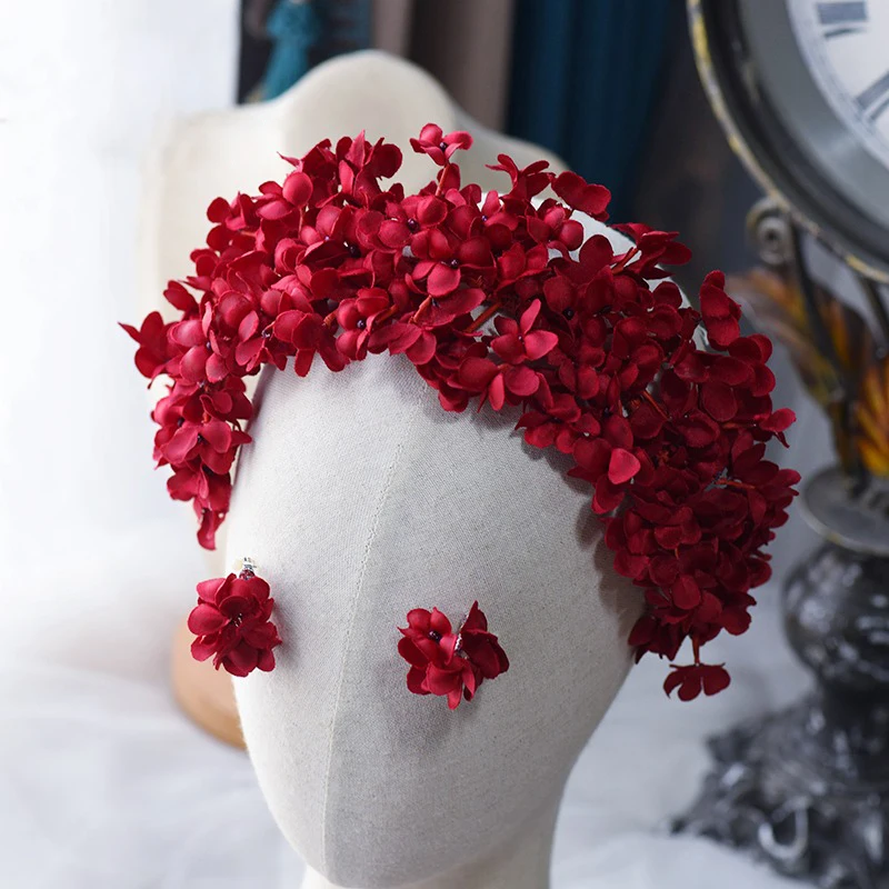 Handmade Burgundy Flower Headband And Earring Set for Women Wedding Hairband Lovely Brides Accessory
Handmade Burgundy Flower Headband And Earring Set for Women Wedding Hairband Lovely Brides Accessory