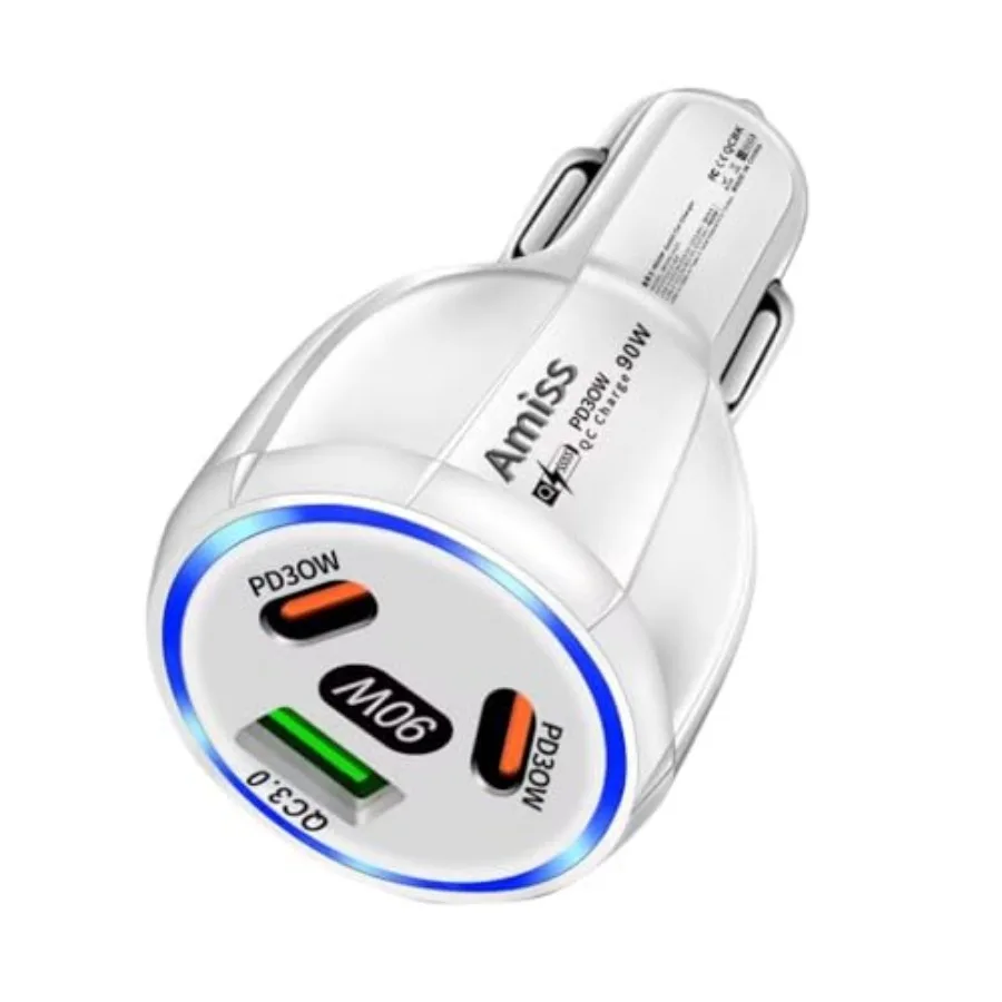 Car Charger Adapter, 3 Port USB-C and USB-A 90W Fast Charger, Car Interior Accessories, Essential Travel Gifts for Men and Wome
Car Charger Adapter, 3 Port USB-C and USB-A 90W Fast Charger, Car Interior Accessories, Essential Travel Gifts for Men and Wome