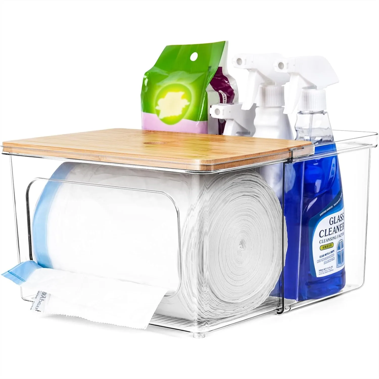 Trash Bag Dispenser Under Sink Organizer, 2-in-1 Acrylic Holder with Bamboo Lid, Holds Large Rolls up to 100 Count, Garbage Bag
Trash Bag Dispenser Under Sink Organizer, 2-in-1 Acrylic Holder with Bamboo Lid, Holds Large Rolls up to 100 Count, Garbage Bag
