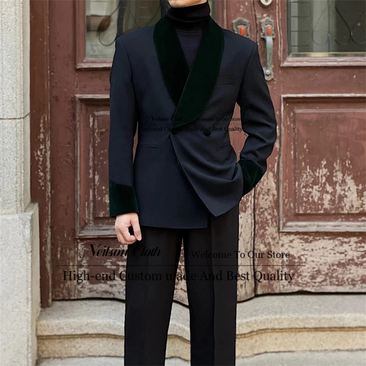 Navy Blue Male Prom Blazers Double Breasted Groom Wedding Tuxedos 2 Pieces Sets Shawl Lapel Men Suits Slim Fit Costume Homme
Navy Blue Male Prom Blazers Double Breasted Groom Wedding Tuxedos 2 Pieces Sets Shawl Lapel Men Suits Slim Fit Costume Homme