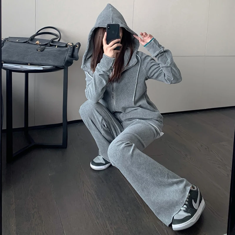 Fashionable Corduroy Hoodie Sweatshirt Pants Set Women's Loose Wide Leg Pants Spring New Style Casual Comfortable Two Piece Set
Fashionable Corduroy Hoodie Sweatshirt Pants Set Women's Loose Wide Leg Pants Spring New Style Casual Comfortable Two Piece Set