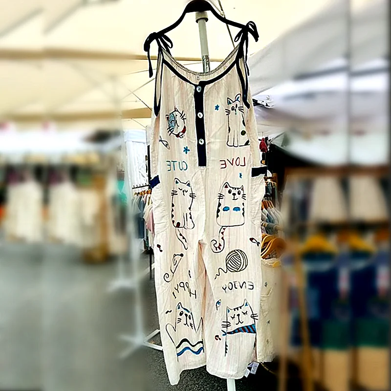 Oversize Jumpsuits Women Long Jumpsuit Summer Cartoon Cat Printing Overalls Rompers Young Ladies Cute Pants Jumpsuits NZ09
Oversize Jumpsuits Women Long Jumpsuit Summer Cartoon Cat Printing Overalls Rompers Young Ladies Cute Pants Jumpsuits NZ09
