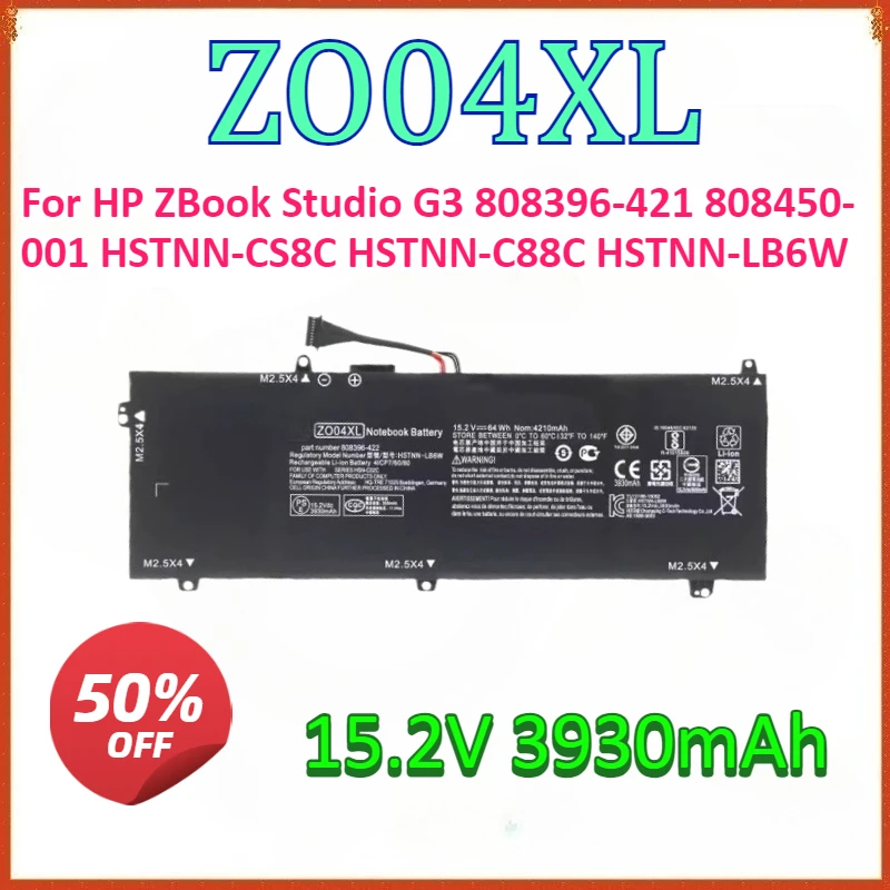 New 15.2V 3930mAh Laptop Battery ZO04XL For HP ZBook Studio G3 808396-421 808450-001 HSTNN-CS8C HSTNN-C88C HSTNN-LB6W
New 15.2V 3930mAh Laptop Battery ZO04XL For HP ZBook Studio G3 808396-421 808450-001 HSTNN-CS8C HSTNN-C88C HSTNN-LB6W