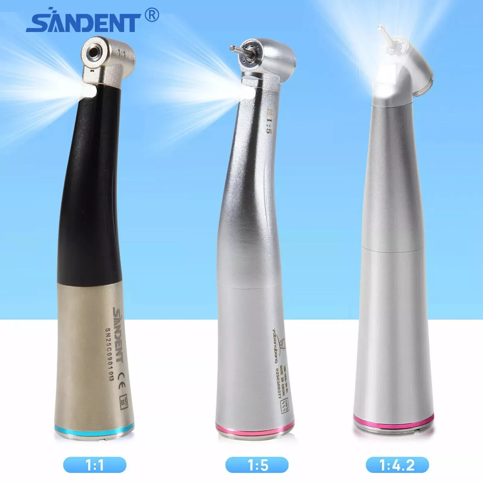 Dental Fiber Optic LED 1:1 1:5 1:4.2 Increasing Contra Angle Push Button Handpiece Fit Nsk/Kavo
Dental Fiber Optic LED 1:1 1:5 1:4.2 Increasing Contra Angle Push Button Handpiece Fit Nsk/Kavo